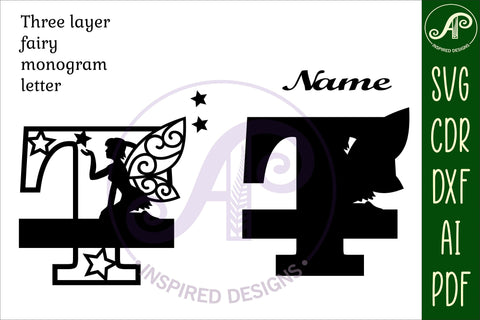 Fairy Letter T Monogram SVG Cut File SVG APInspireddesigns 
