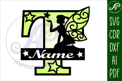 Fairy Letter T Monogram SVG Cut File SVG APInspireddesigns 