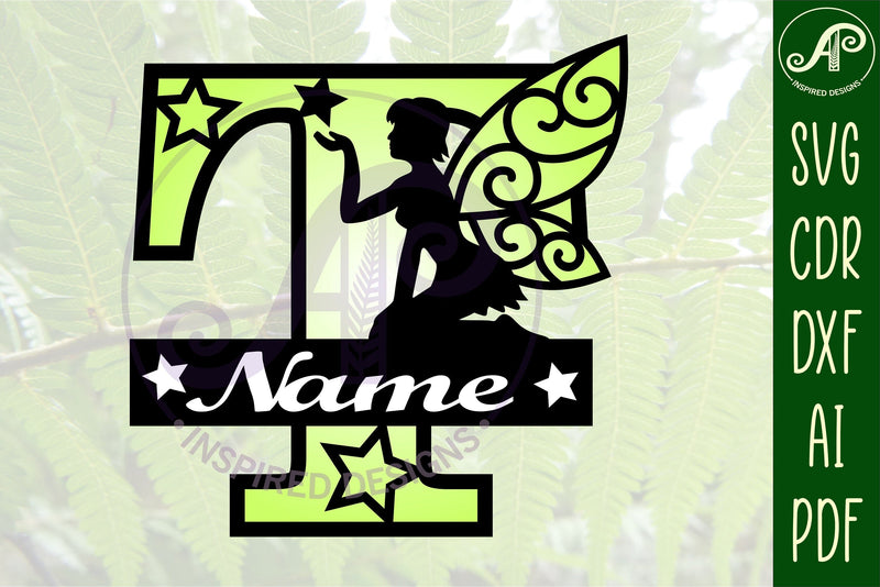 Fairy Letter T Monogram SVG Cut File SVG APInspireddesigns 