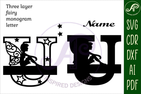 Fairy Letter U Monogram SVG Cut File SVG APInspireddesigns 