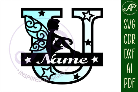Fairy Letter U Monogram SVG Cut File SVG APInspireddesigns 