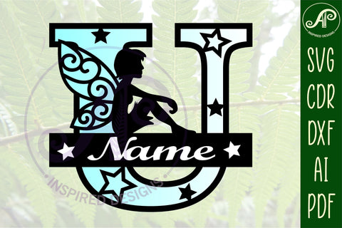 Fairy Letter U Monogram SVG Cut File SVG APInspireddesigns 