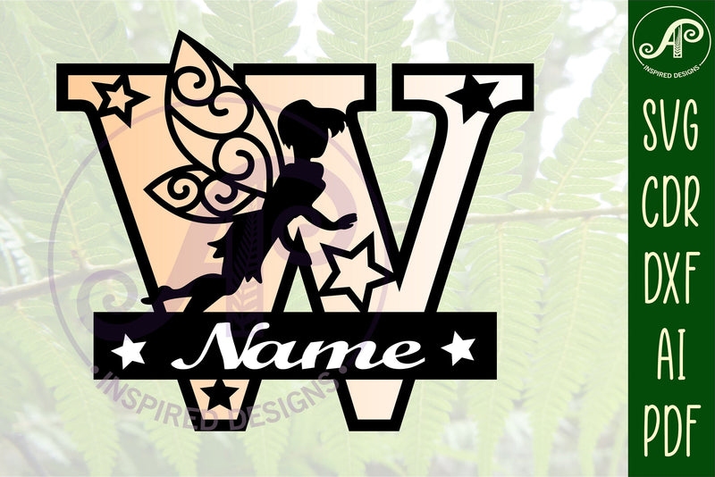 Fairy Letter W Monogram SVG Cut File SVG APInspireddesigns 