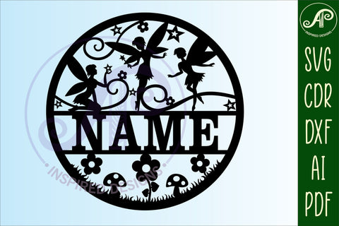 Fairy name sign svg laser cut template SVG APInspireddesigns 
