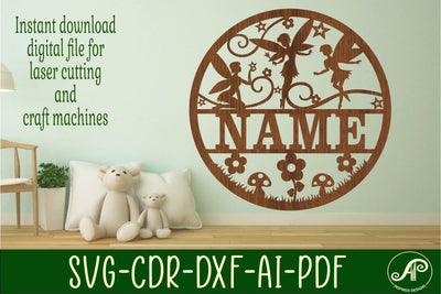 Fairy name sign svg laser cut template SVG APInspireddesigns 