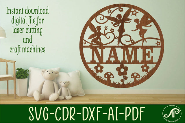 Fairy name sign svg laser cut template SVG APInspireddesigns 