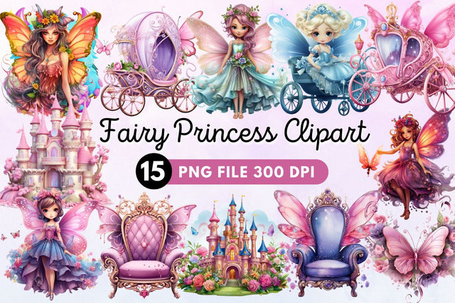 Fairy Princess Sublimation Clipart Bundle Sublimation Regulrcrative 