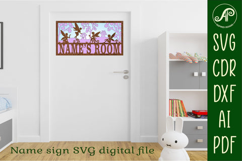 Fairy scene name sign SVG 3 layer laser cut template SVG APInspireddesigns 