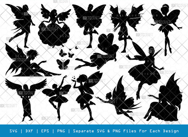 Fairy SVG, Fairy Silhouette, Angle Svg, Tinkerbell Svg, Tooth Fairy Svg, Kit Fairies Svg, Mystical Fairy Svg, Fairy Bundle SVG ETC Craft 