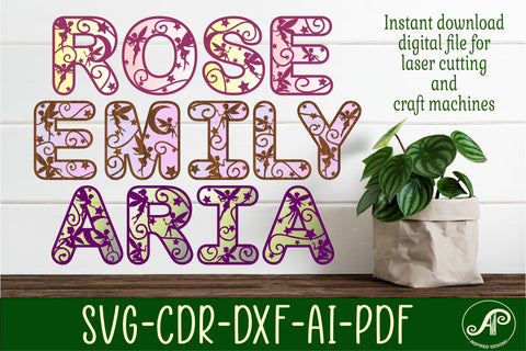 Fairy theme alphabet set. 2 layer 44 letters. SVG APInspireddesigns 