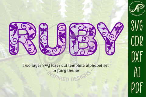 Fairy theme alphabet set. 2 layer 44 letters. SVG APInspireddesigns 