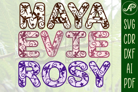 Fairy theme alphabet set. 2 layer 44 letters. SVG APInspireddesigns 