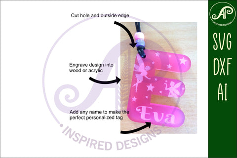 Fairy theme tag letter designs keychain DIGITAL SVG SVG APInspireddesigns 
