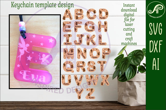 Fairy theme tag letter designs keychain DIGITAL SVG SVG APInspireddesigns 