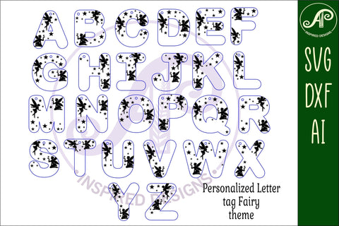 Fairy theme tag letter designs keychain DIGITAL SVG SVG APInspireddesigns 