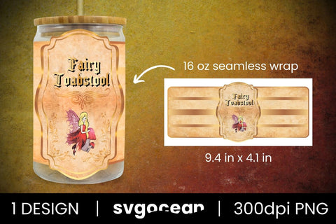 Fairy Toadstool Can Glass PNG Sublimation SvgOcean 
