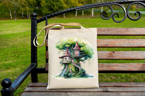 Fairy Tree House Watercolor Clipart Bundle Sublimation Regulrcrative 