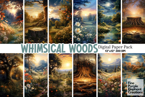 Fairytale Meadow Flowers | Nature Digital Pattern Fine Purple Elephant Creations 