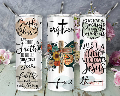 Faith 20oz Skinny Tumbler, Christian Tumbler Png, Bible Verse Tumbler Design, Faith Cross Sublimation Design, Religion Tumbler Template, Digital Download Sublimation DesignSVG 