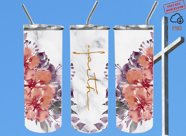 Faith Bible Verse Tumbler, Christian Tumbler Png, Bible Verse Tumbler Template SVG 1966digi 