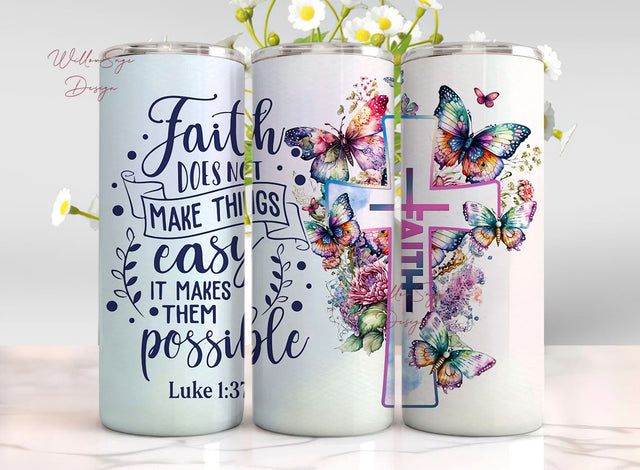 Faith Bible Verse Tumbler Christian Tumbler PNG, Bible Verse Tumbler Wrap, Inspirational Tumbler Design, Skinny Tumbler Design PNG Sublimation WillowSageDesign 