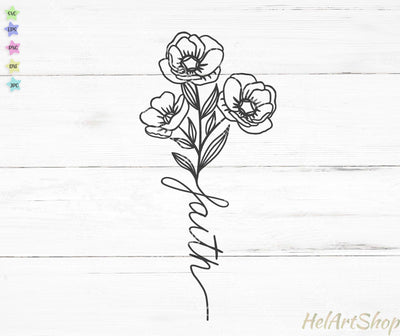 Faith bouquet svg, Faith cross svg SVG _HelArtShop_ 