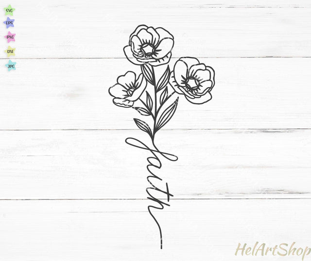 Faith bouquet svg, Faith cross svg SVG _HelArtShop_ 