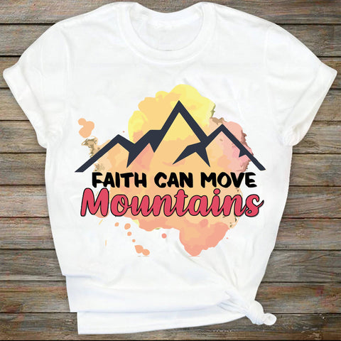 Faith Can Move Mountains Printable Pastel Colorful Christian Jesus Quote Saying Inspirational Retro, Svg File for Cricut, Ai, Png, Dxf. Eps SVG DiamondDesign 