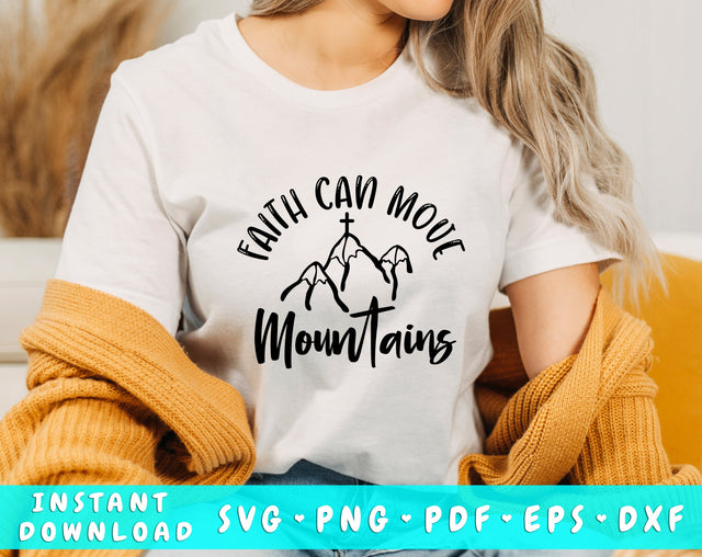 Faith Can Move Mountains SVG, Christian Quote SVG SVG HappyDesignStudio 