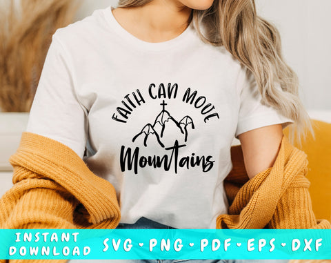 Faith Can Move Mountains SVG, Christian Quote SVG SVG HappyDesignStudio 