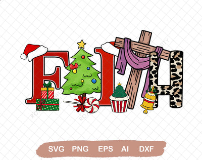 Faith Christmas Png, Faith svg, Christmas Trees svg, Jesus Cross, Christian, Retro Christmas svg, Christmas Shirt Design, Sublimation File SVG DiamondDesign 