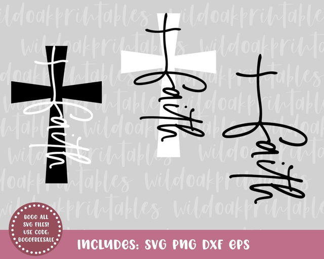 faith cross svg, cursive faith svgs, cross svg, scripture svgs, christian svgs, christianity svgs, perfect for cricut and silhouette! SVG WildOakSVG 