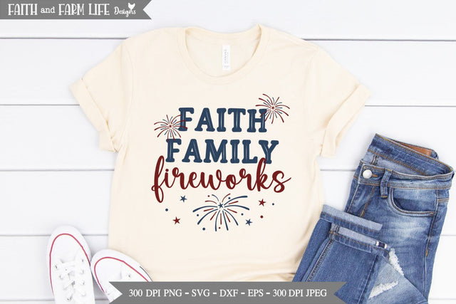 Faith Family Fireworks SVG Designs by Jolein 