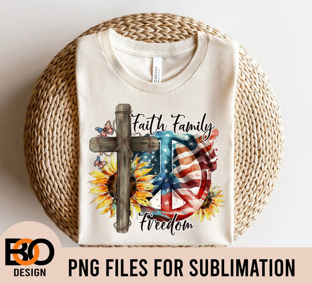 Faith Family Freedom Png, 4th of July PNG File, Happy, Freedom, American Flag, Teacher Png, Faith, Jesus,Digital Download,Sublimation Design Sublimation BOO-design 