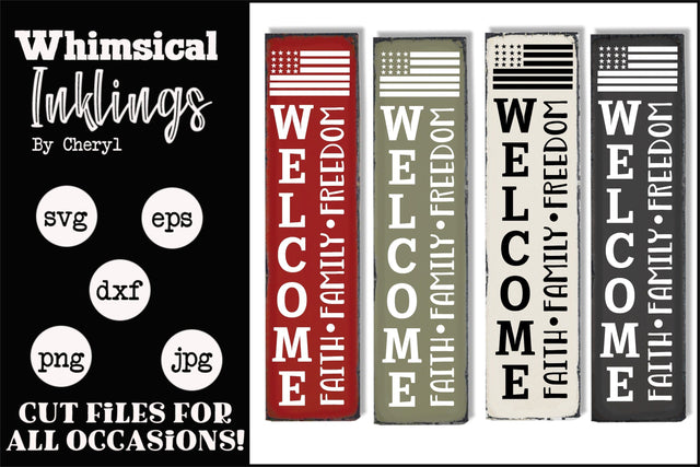 Faith Family Freedom Vertical SVG SVG Whimsical Inklings 