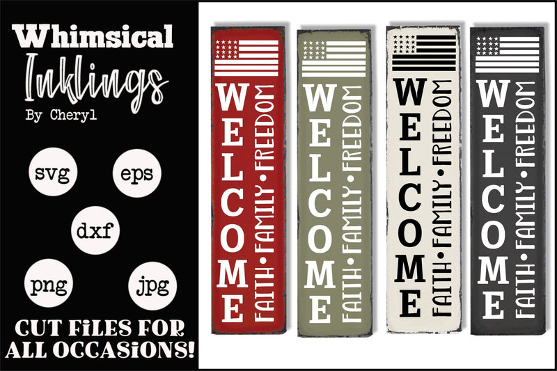 Faith Family Freedom Vertical SVG SVG Whimsical Inklings 