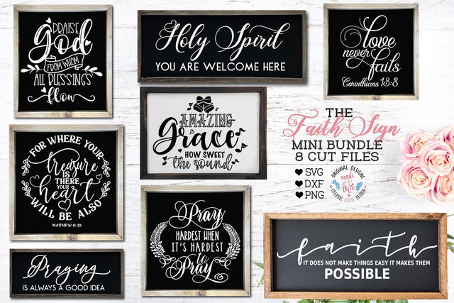 Faith Home Sign Cut Files Mini Bundle SVG Graphic House Design