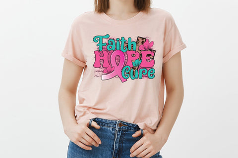 Faith Hope Cure, Breast Cancer PNG Sublimation CraftLabSVG 