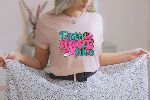 Faith Hope Cure, Breast Cancer PNG Sublimation CraftLabSVG 