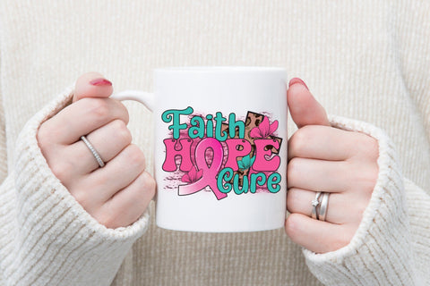 Faith Hope Cure, Breast Cancer PNG Sublimation CraftLabSVG 