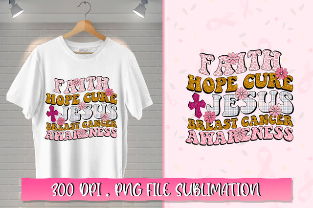 Faith hope cure jesus breast cancer awareness Retro Sublimation SVG Shetara Begum 