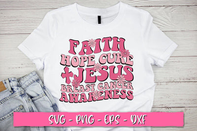 Faith hope cure jesus breast cancer awareness Retro SVG SVG Shetara Begum 