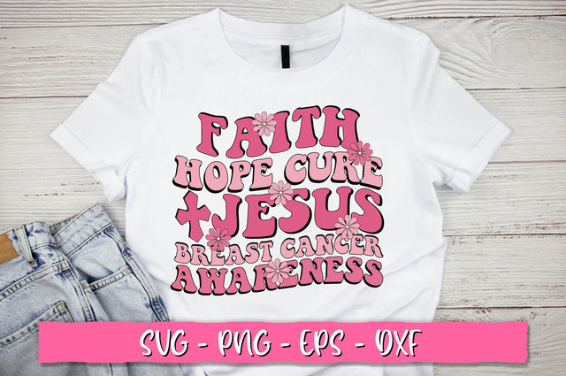 Faith hope cure jesus breast cancer awareness Retro SVG SVG Shetara Begum 