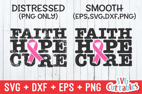 Faith Hope Cure svg - Breast Cancer Awareness - svg - dxf - eps - png - Cut File - Silhouette - Cricut - Digital File SVG Svg Cuttables 