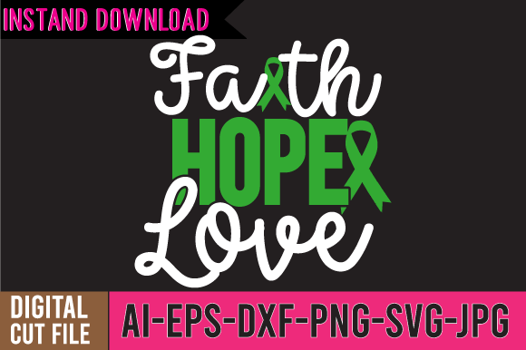 Faith Hope Love SVG Cut File, Breast Cancer SVG Bundle SVG BlackCatsMedia 