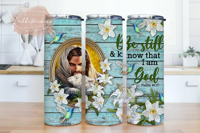 Faith Lily Hummingbird Be Still And Know That 20 oz Skinny Tumbler Sublimation Design Template Sublimation Rabbitmakies 