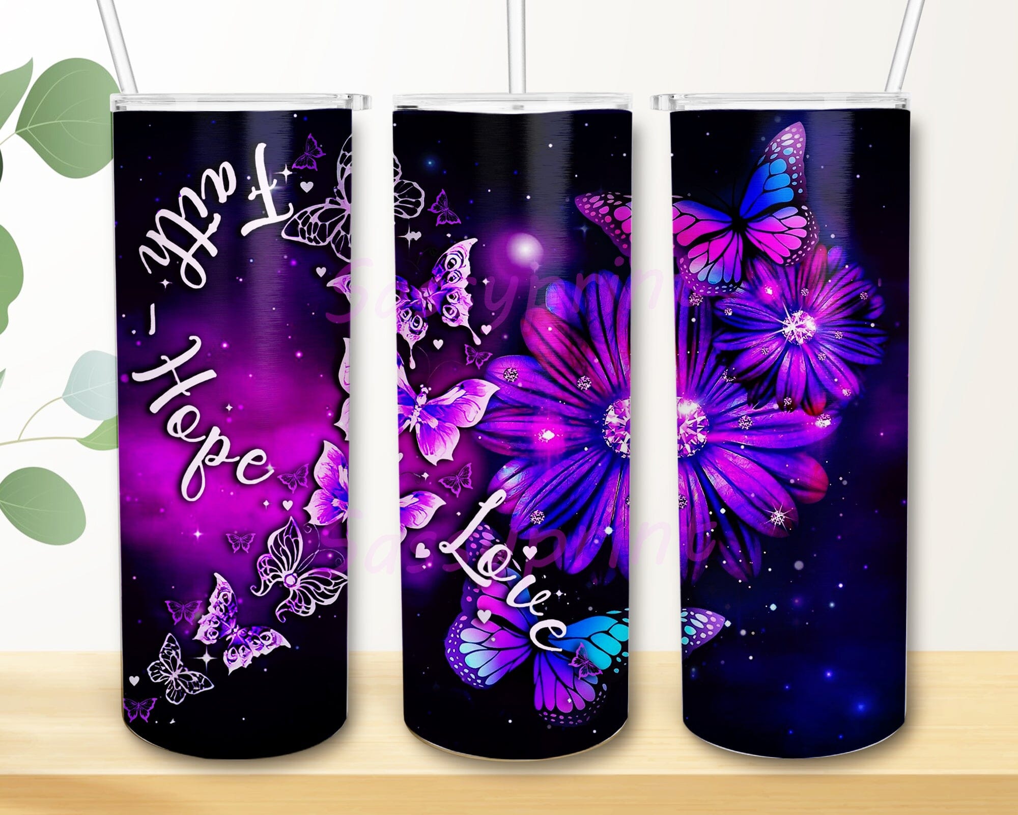 MOM Colorful Butterflies & Flowers 20 oz Skinny Tumbler Wrap Sublimation  Design - So Fontsy