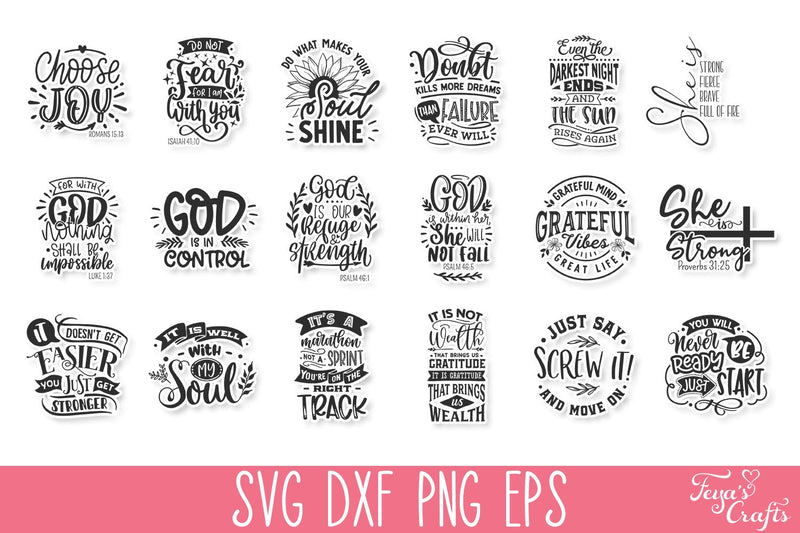 Faith & Motivational SVG Cut Files Bundle - So Fontsy