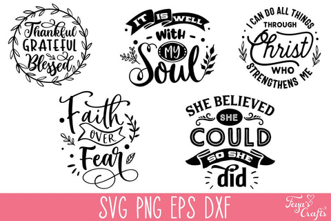 Faith & Motivational SVG Cut Files Bundle SVG Feya's Fonts and Crafts 