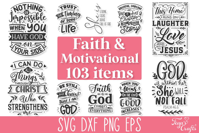 Faith & Motivational SVG Cut Files Bundle SVG Feya's Fonts and Crafts 